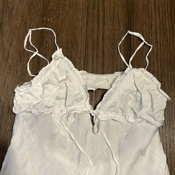 Zara Ruffles Satin Effect Midi White Dress  Size M - Picture 4 of 8